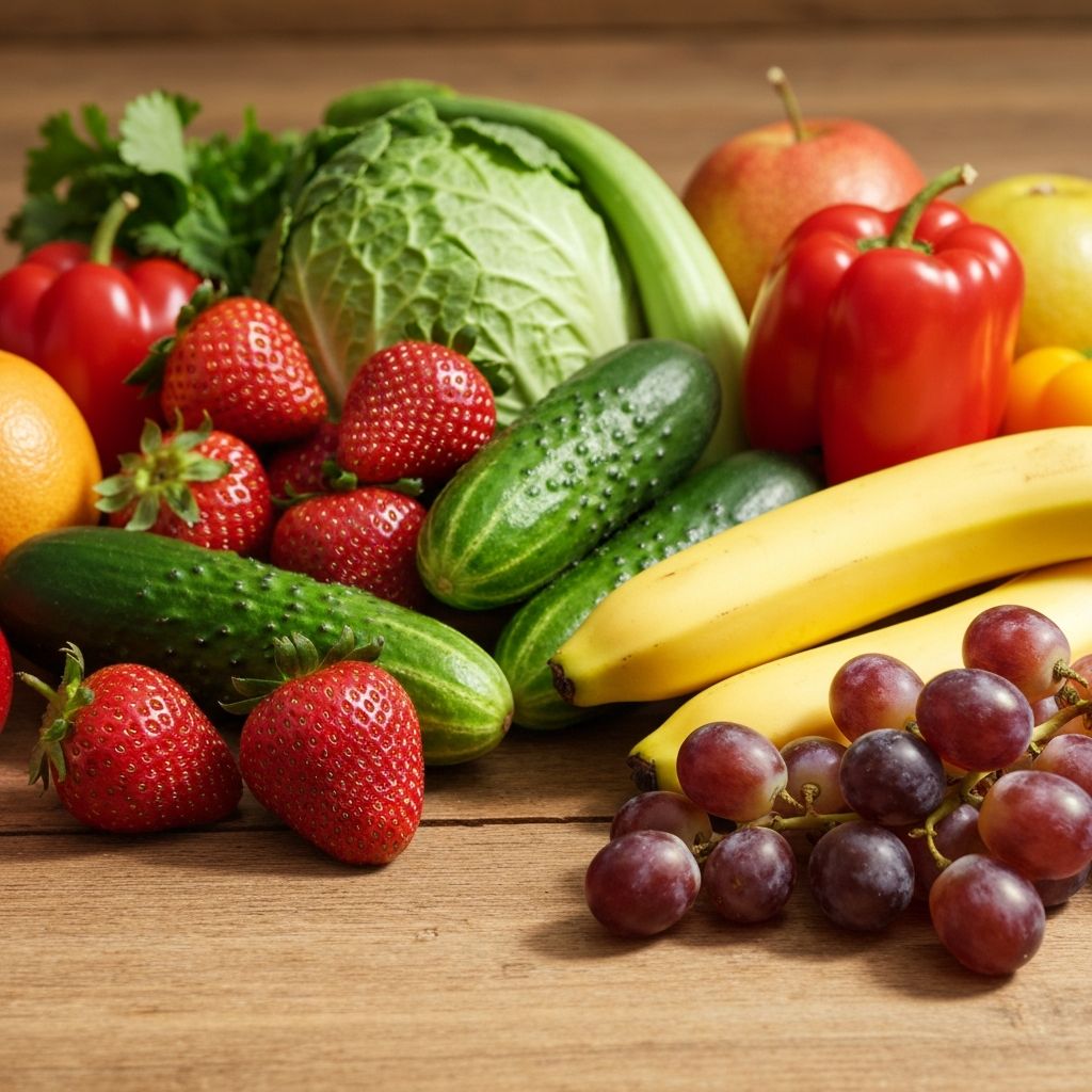 Fresh vegetables and fruits representing balanced nutrition